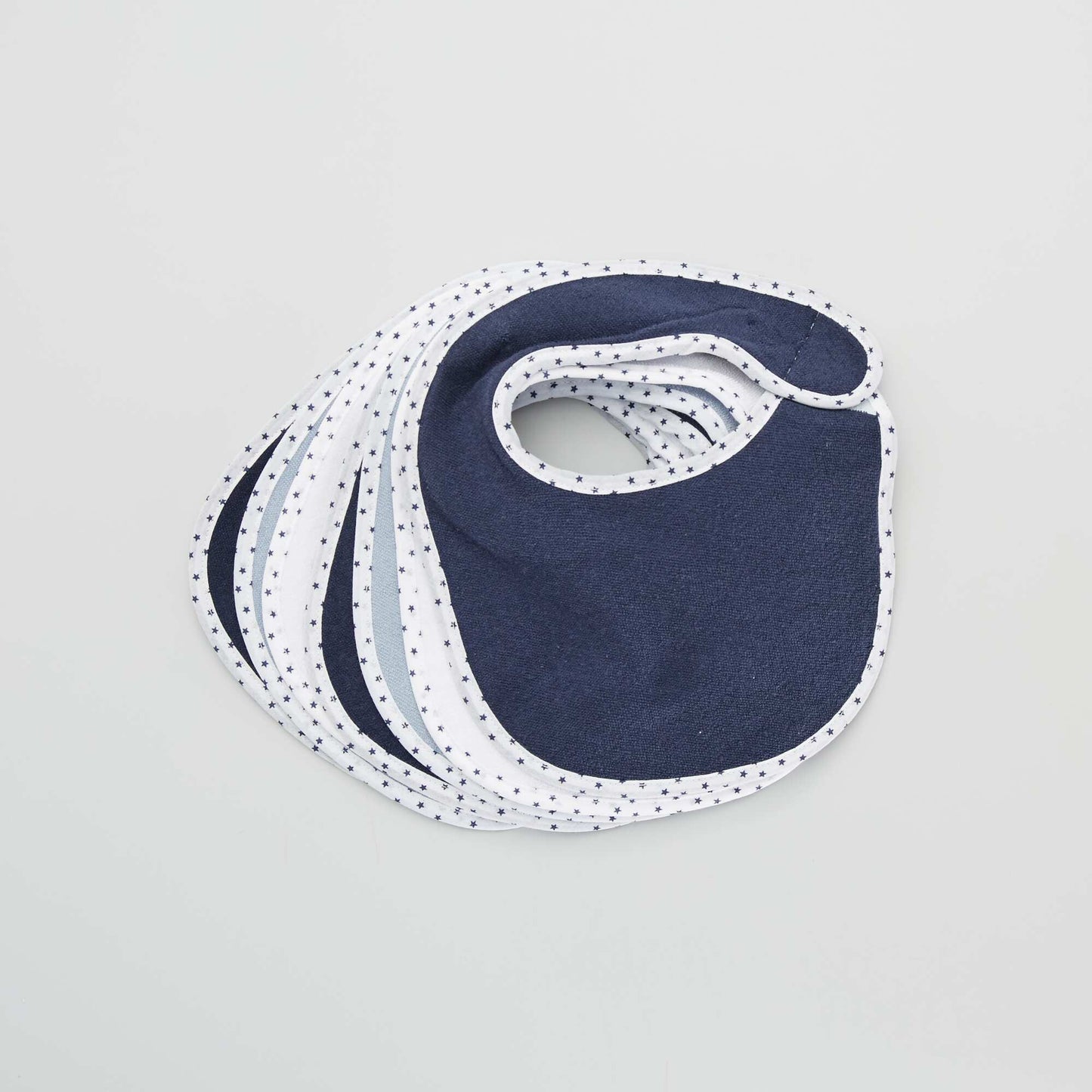 Pack de 7 baberos de rizo con velcro azul