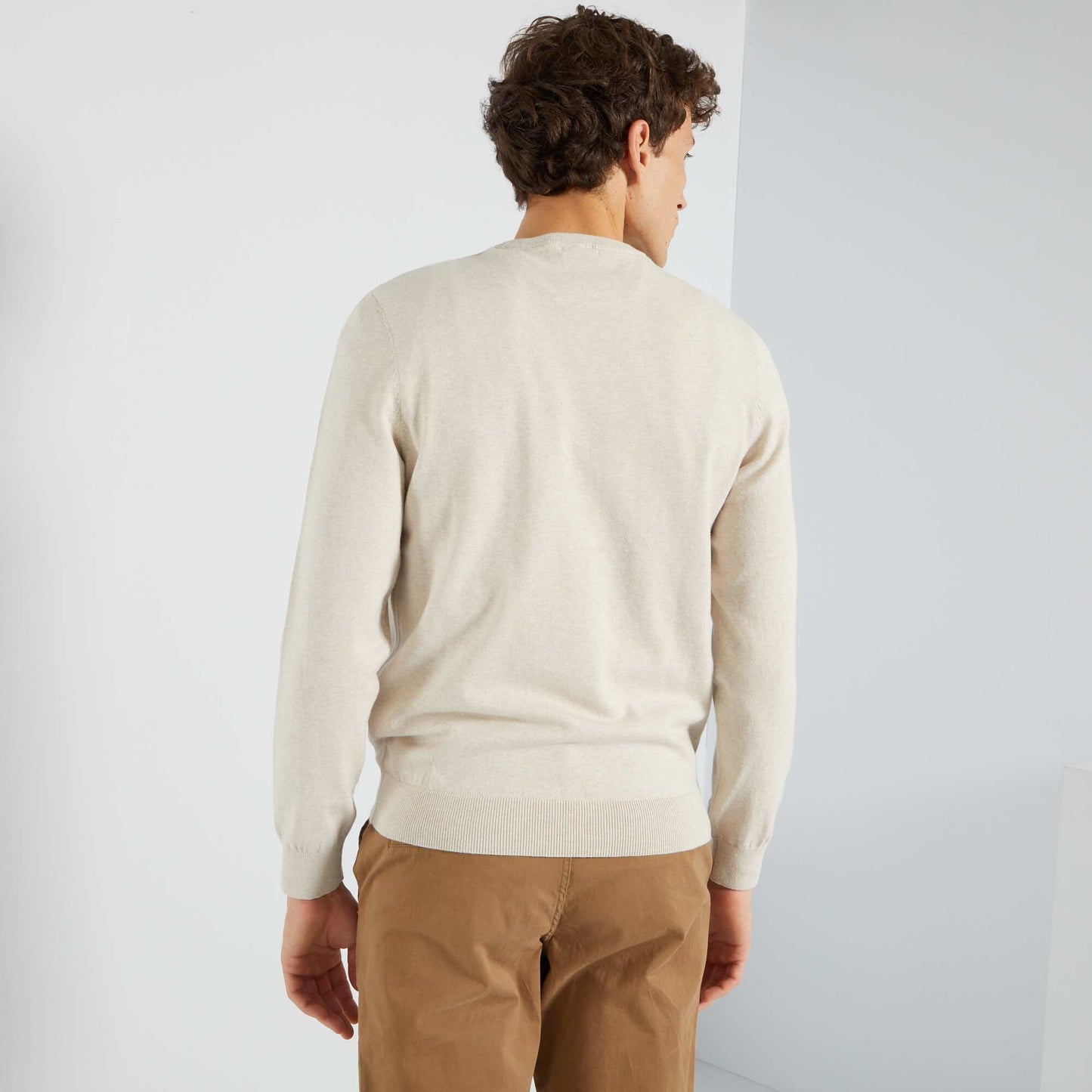 Sweater con cuello redondo BEIGE CLARO