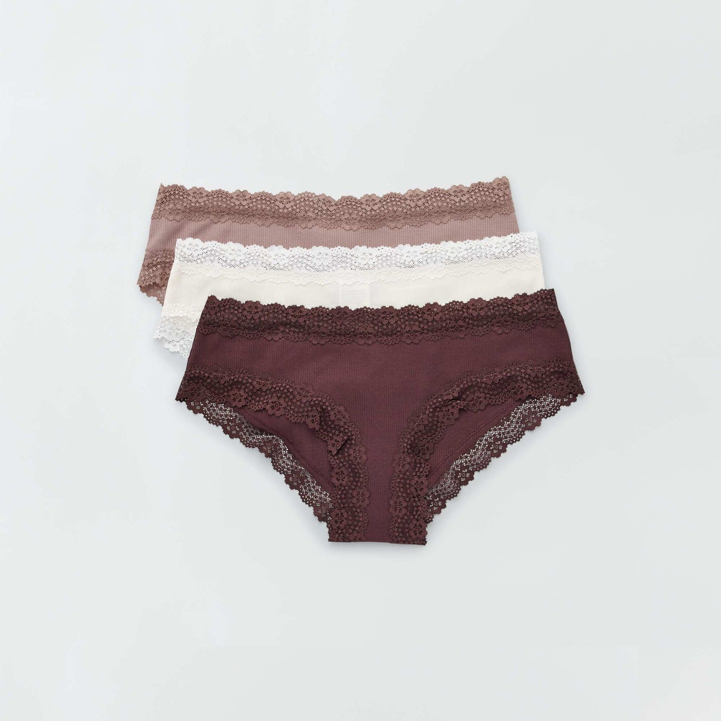 Pack de 3 culottes de canal fino casta o ciruela