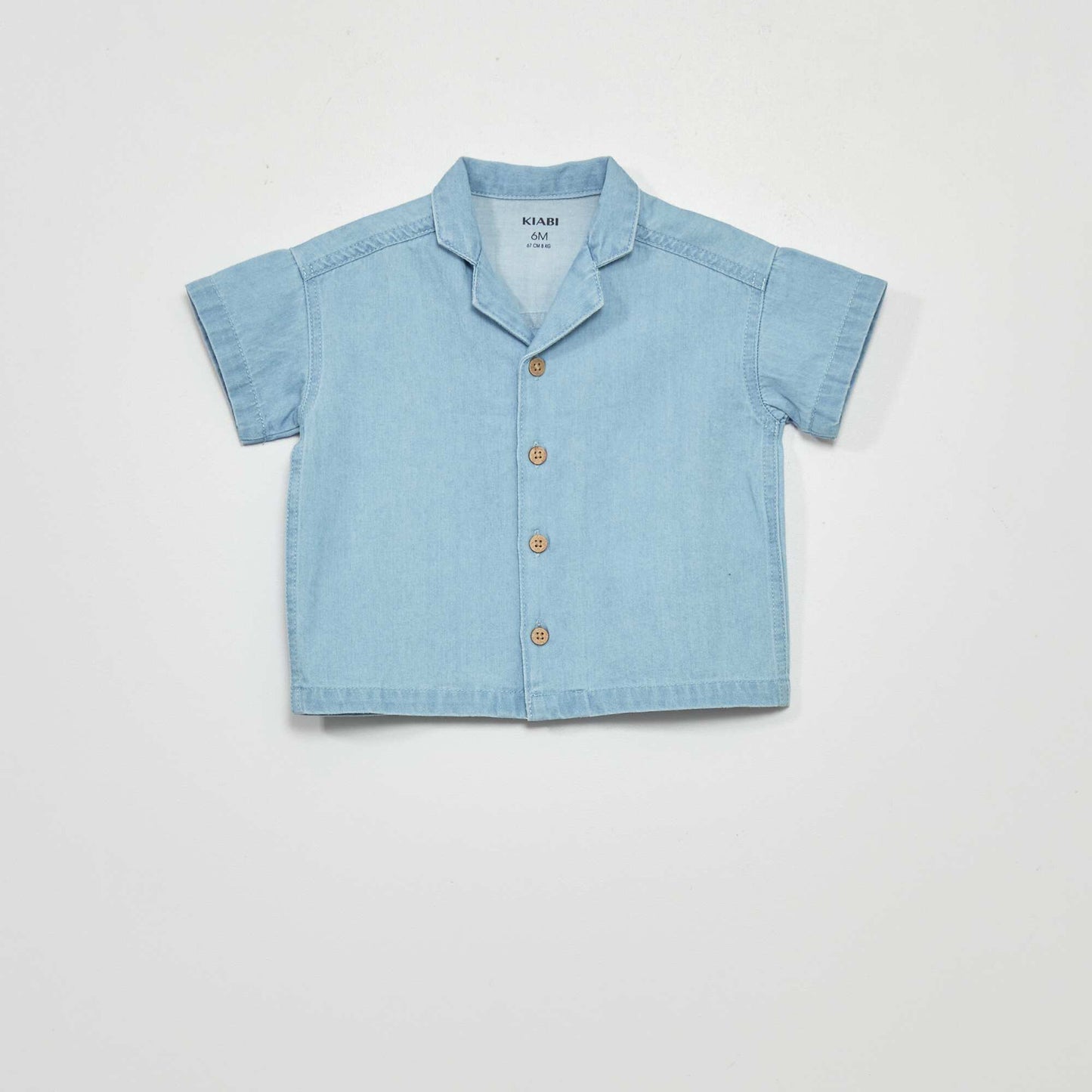 Camisa vaquera de manga corta AZUL
