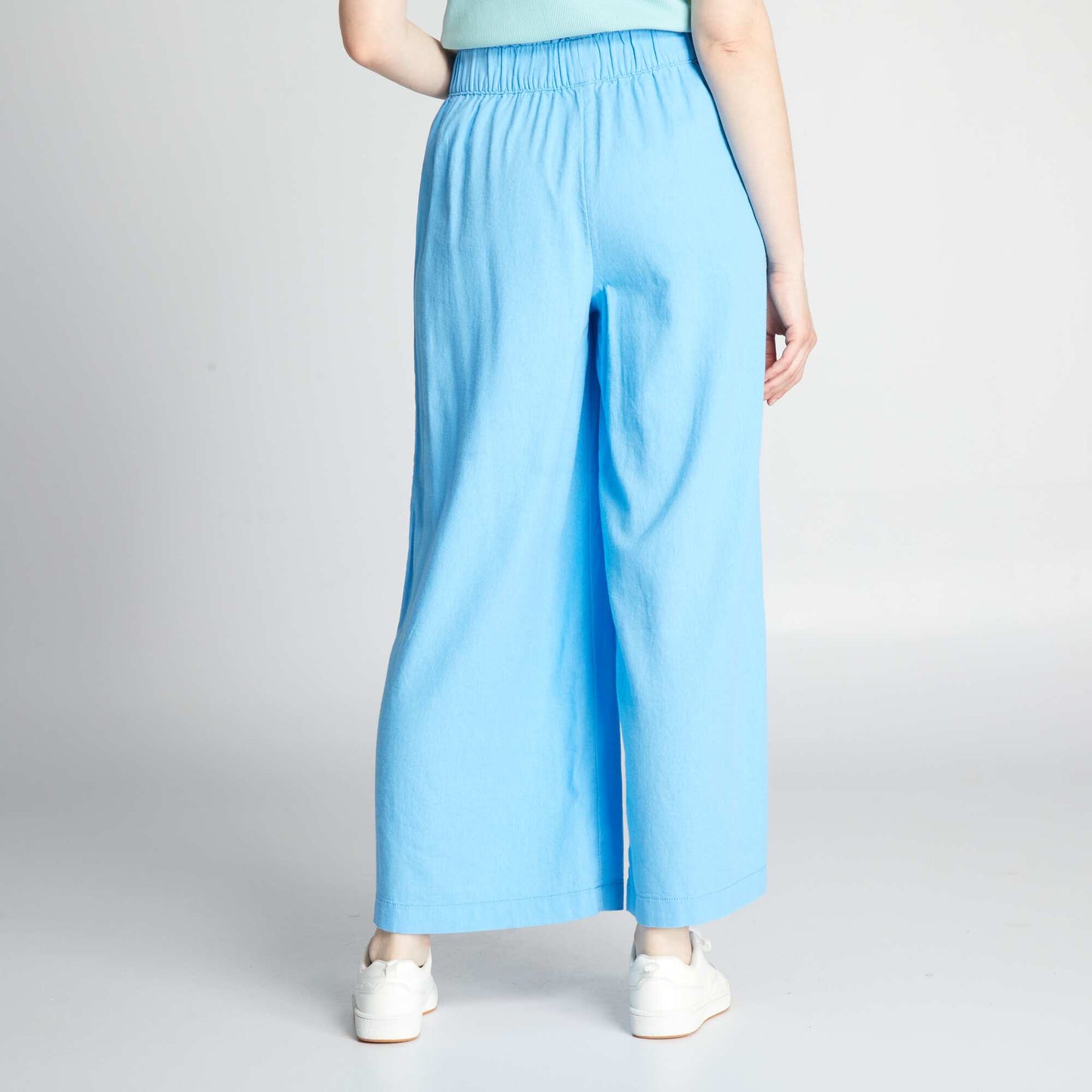 Pantalón de lino wide leg azul