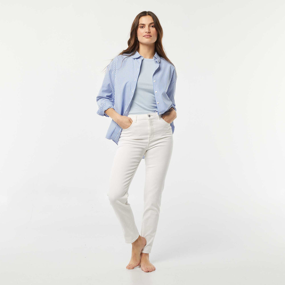 Pantalón jean slim L30 BLANCO