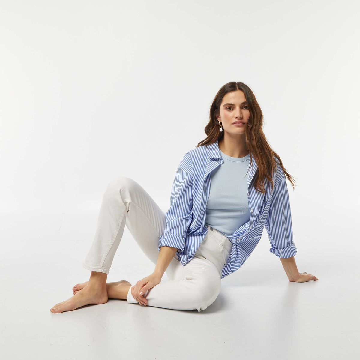 Pantalón jean slim L30 BLANCO