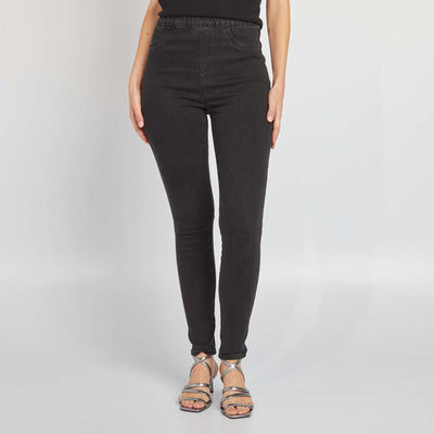 Jegging elástico de talle alto NEGRO