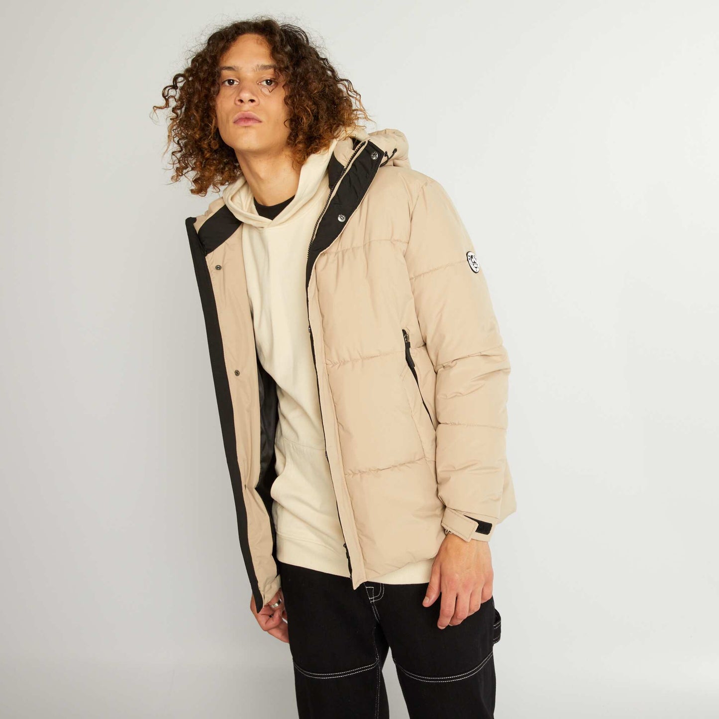 Anorak con capucha de ripstop BEIGE