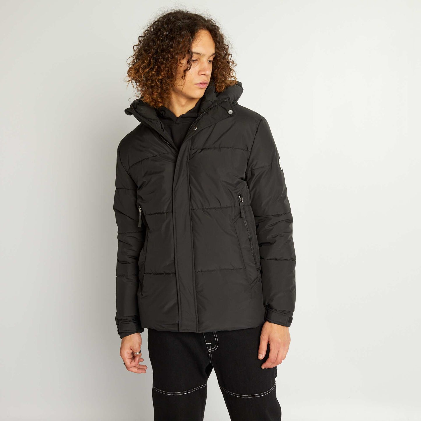 Anorak con capucha de ripstop Negro