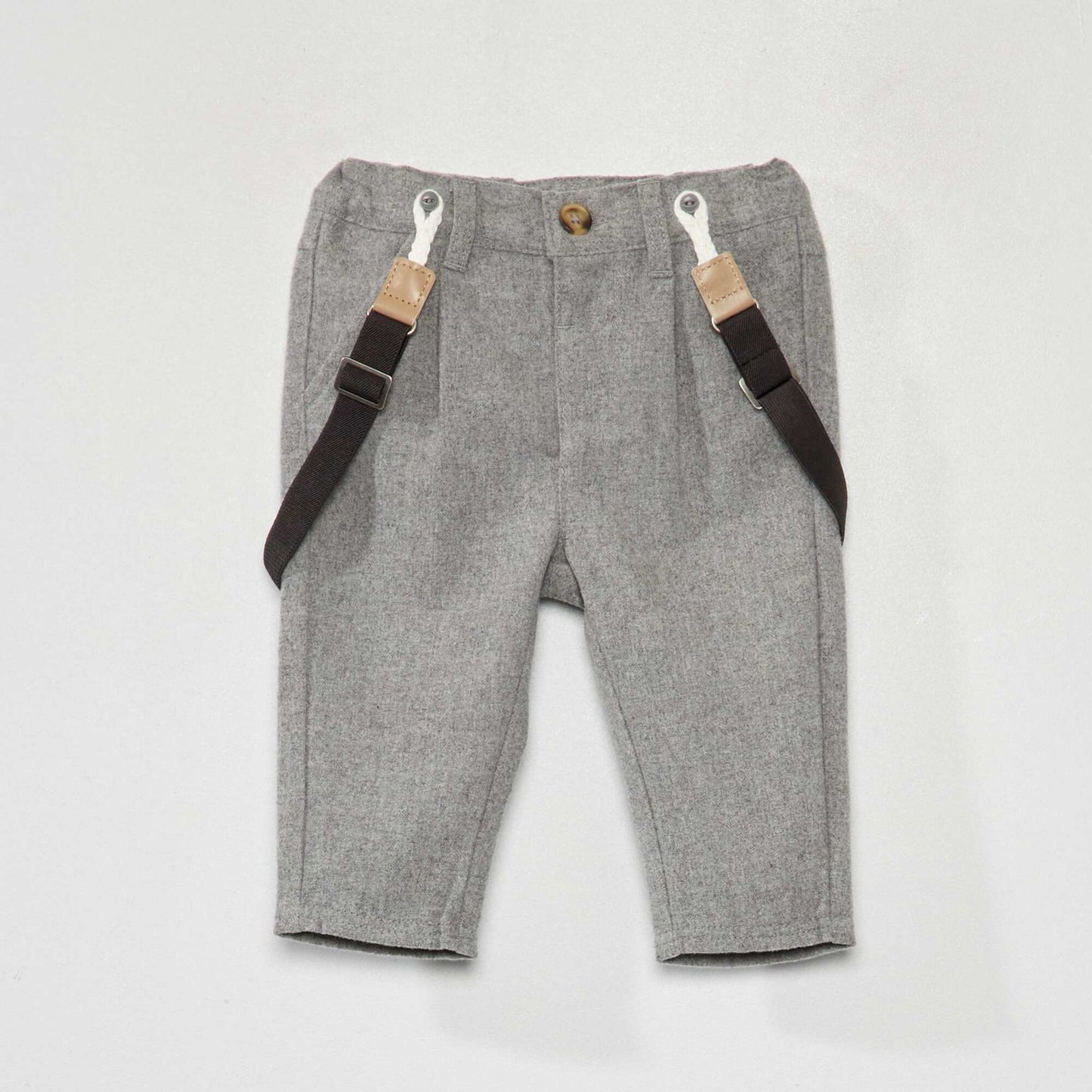 Pantalón chino de franela con tirantes desmontables GRIS