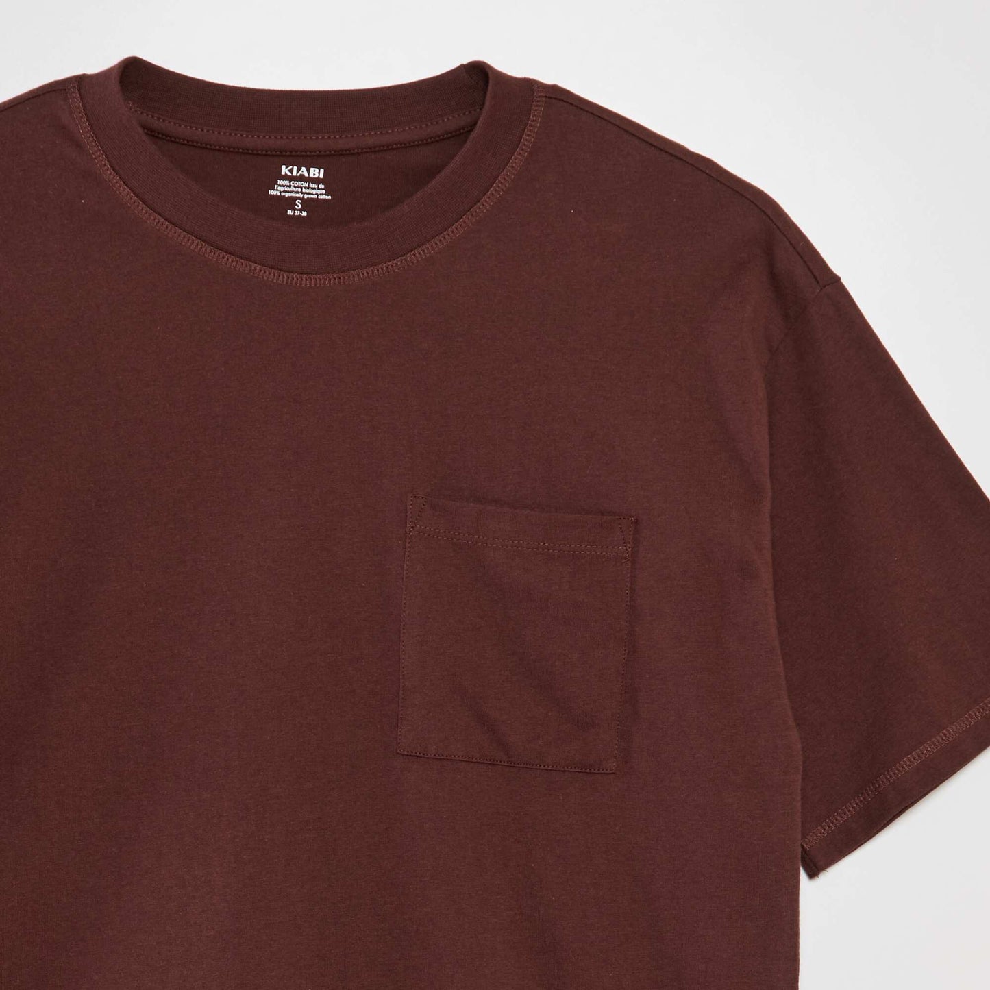 Camiseta lisa corte ancho MARRON