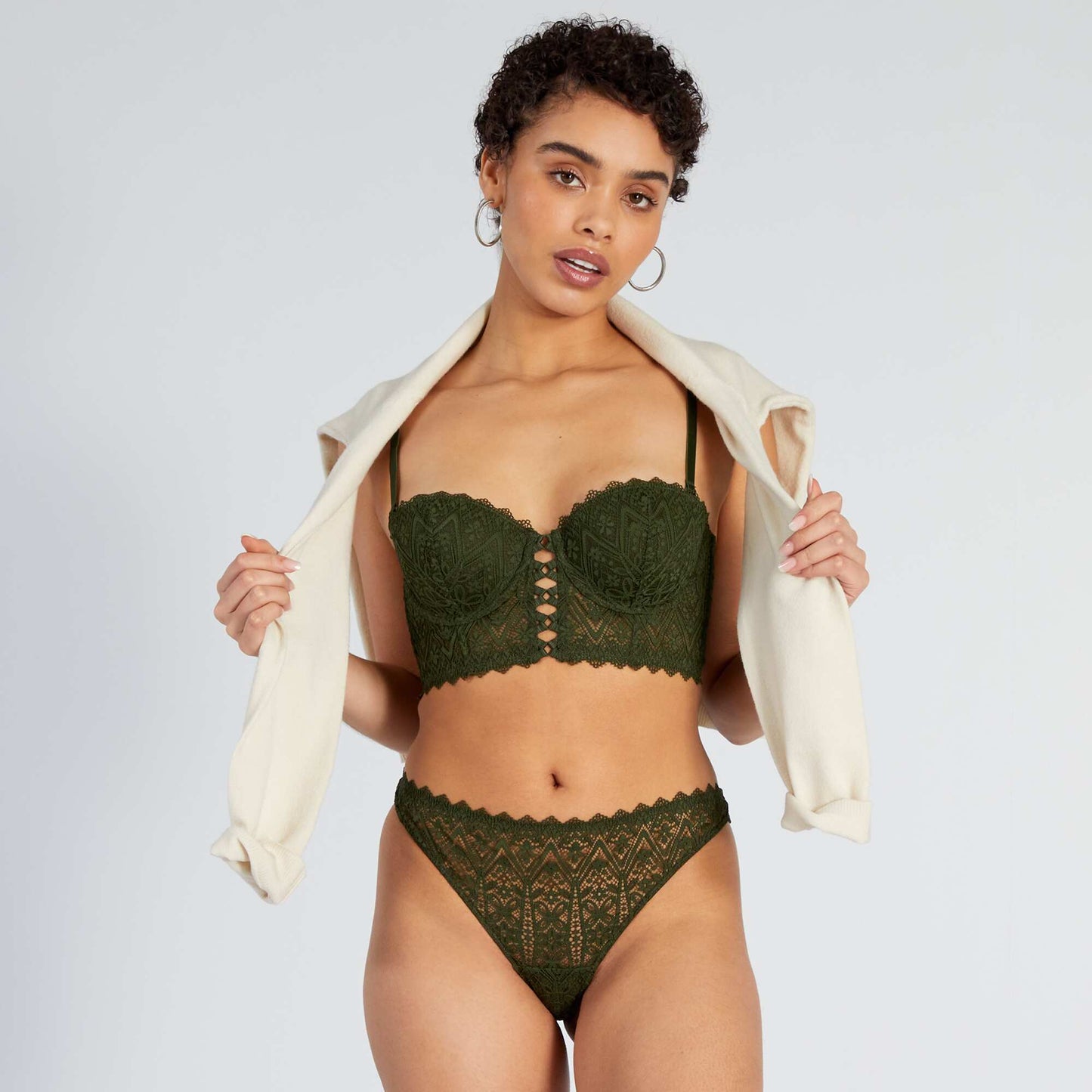 Sujetador bustier de encaje VERDE