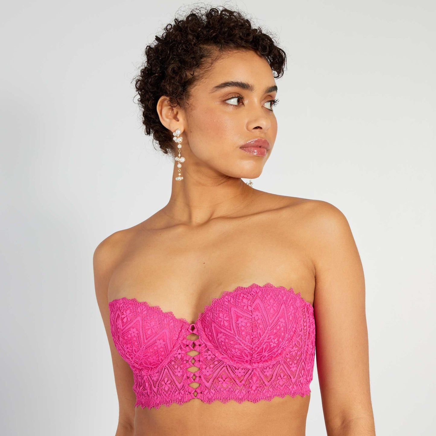 Sujetador bustier de encaje ROSA