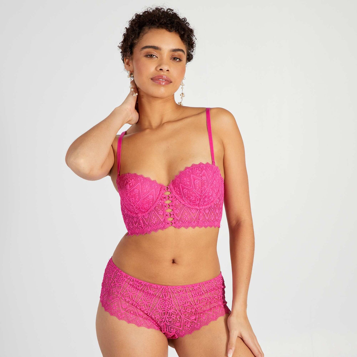 Sujetador bustier de encaje ROSA