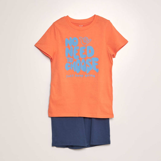 Pijama corto short + camiseta - 2 piezas NARANJA