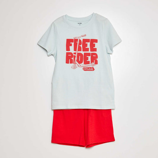 Pijama corto short + camiseta - 2 piezas Rojo