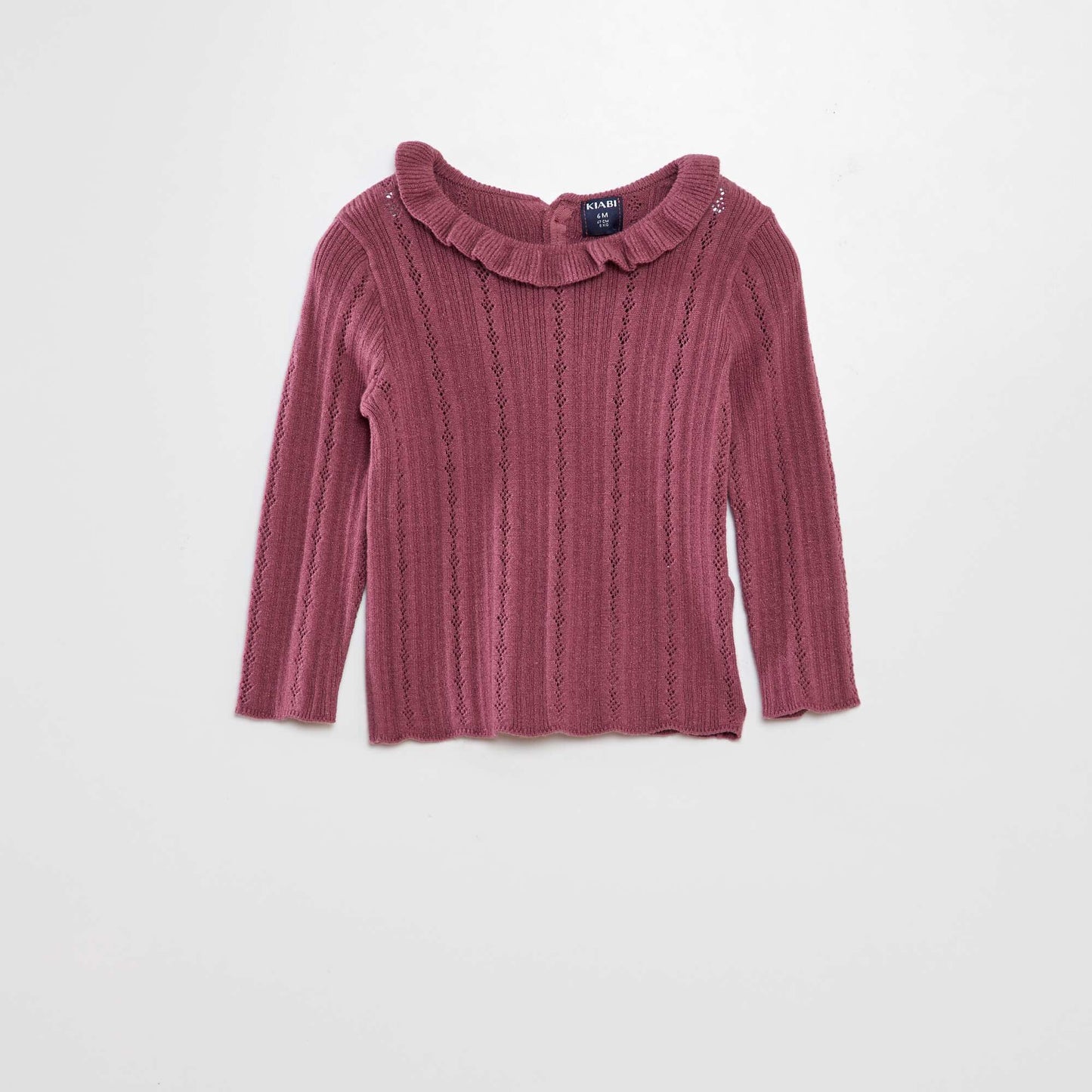 Sweater de punto calado con cuello ROSA