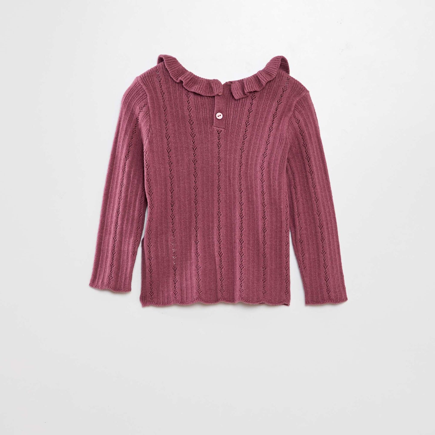 Sweater de punto calado con cuello ROSA