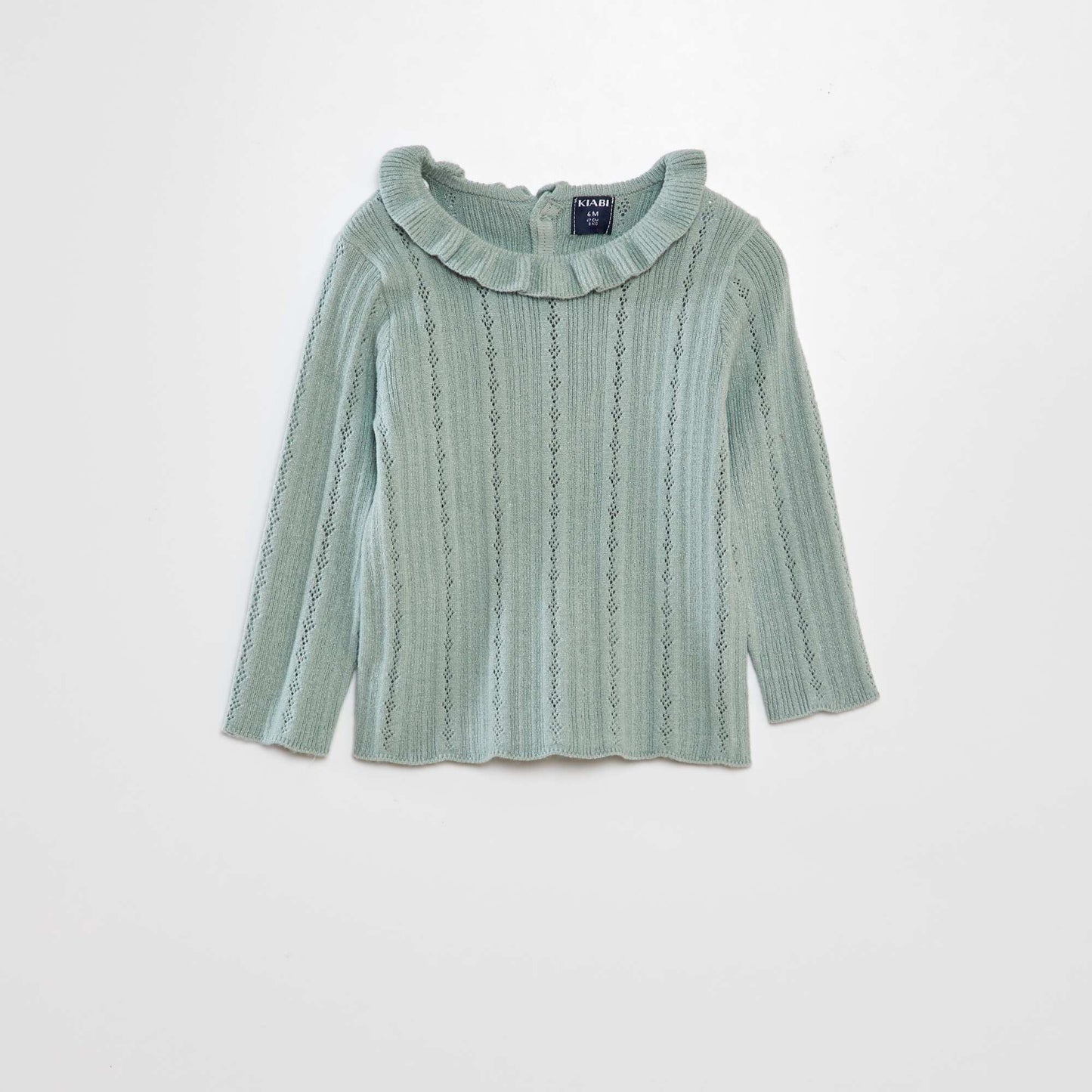 Sweater de punto calado con cuello VERDE