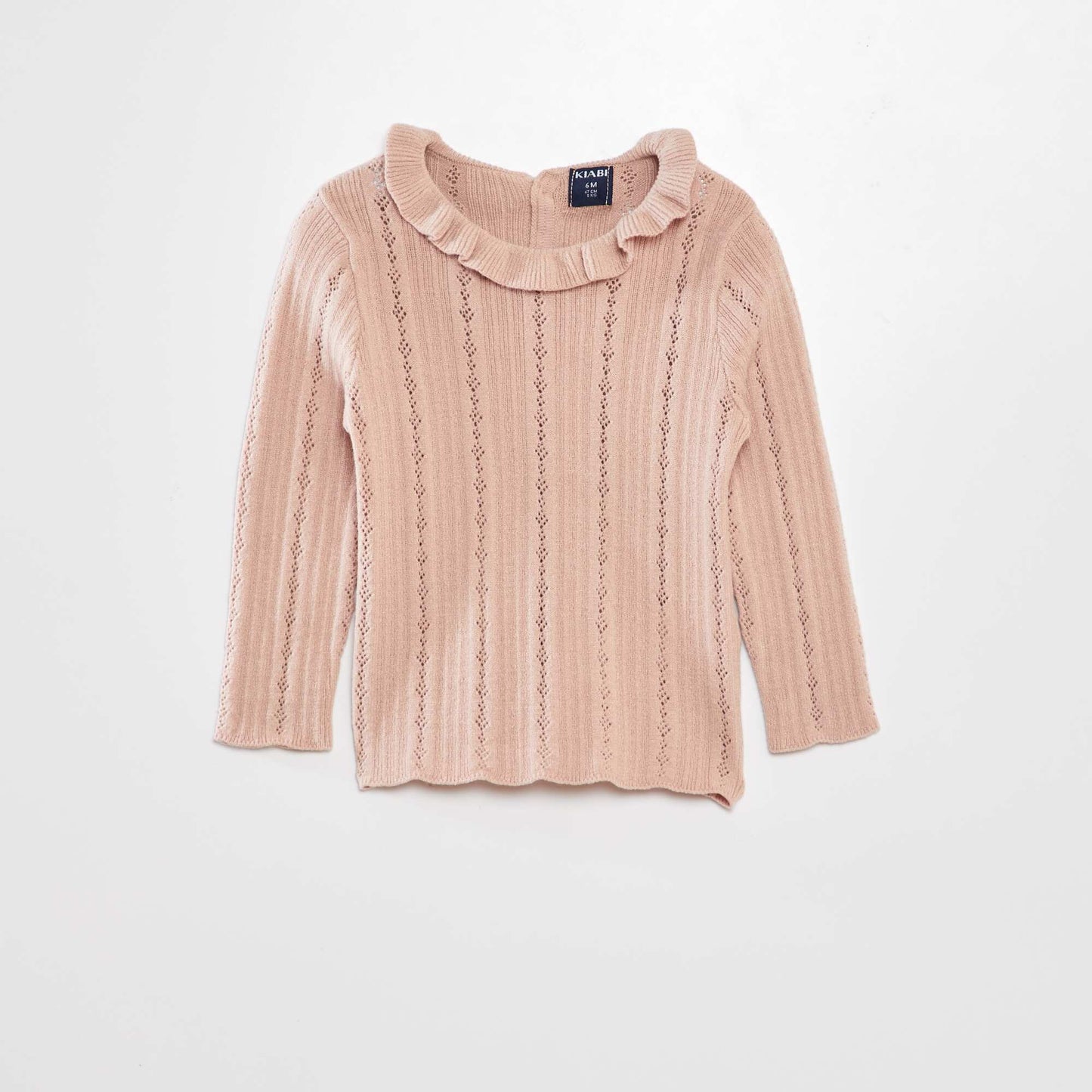 Sweater de punto calado con cuello BEIGE