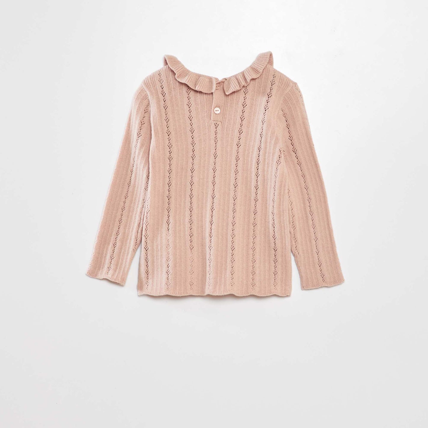 Sweater de punto calado con cuello BEIGE