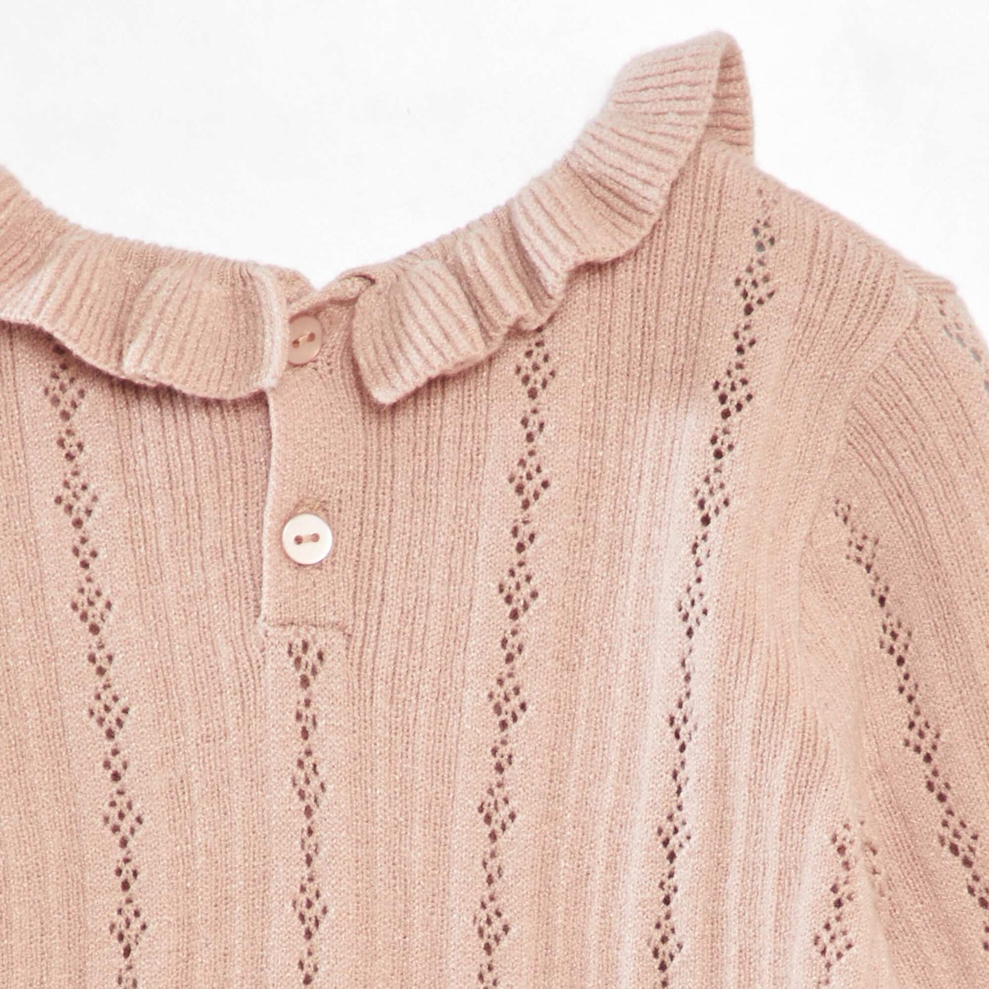 Sweater de punto calado con cuello BEIGE