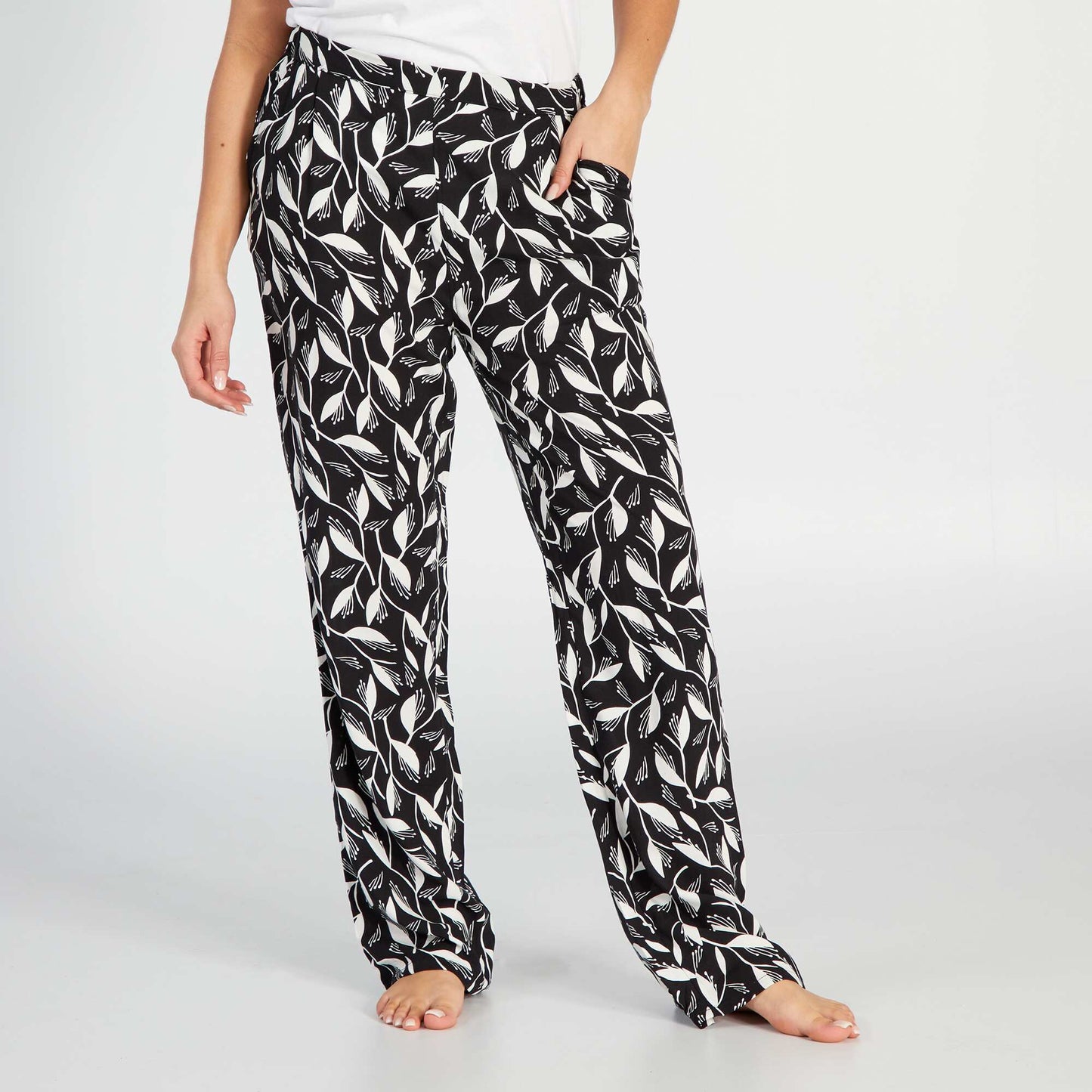 Pantalón de pijama ancho estampado NEGRO