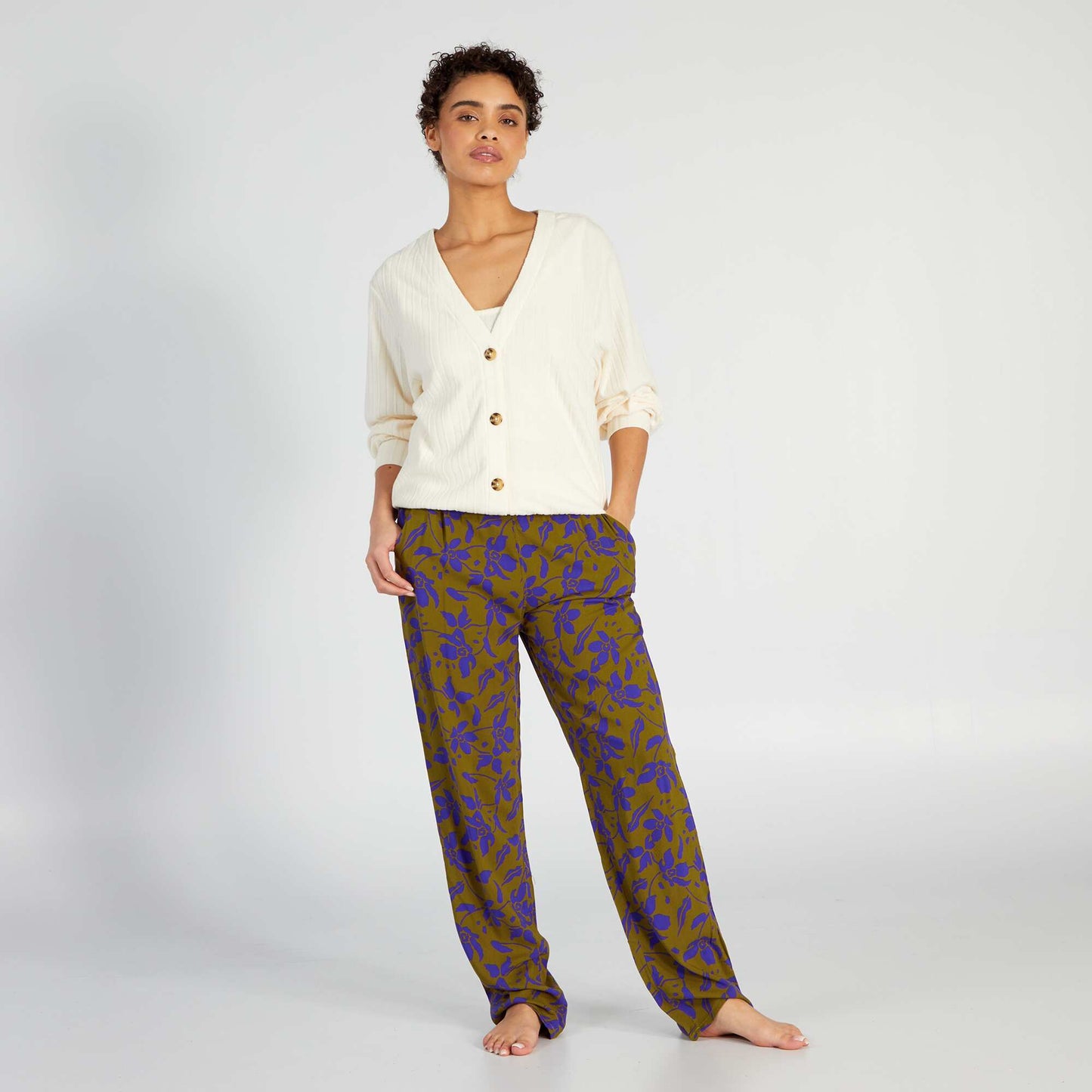 Pantalón de pijama ancho estampado MARRON