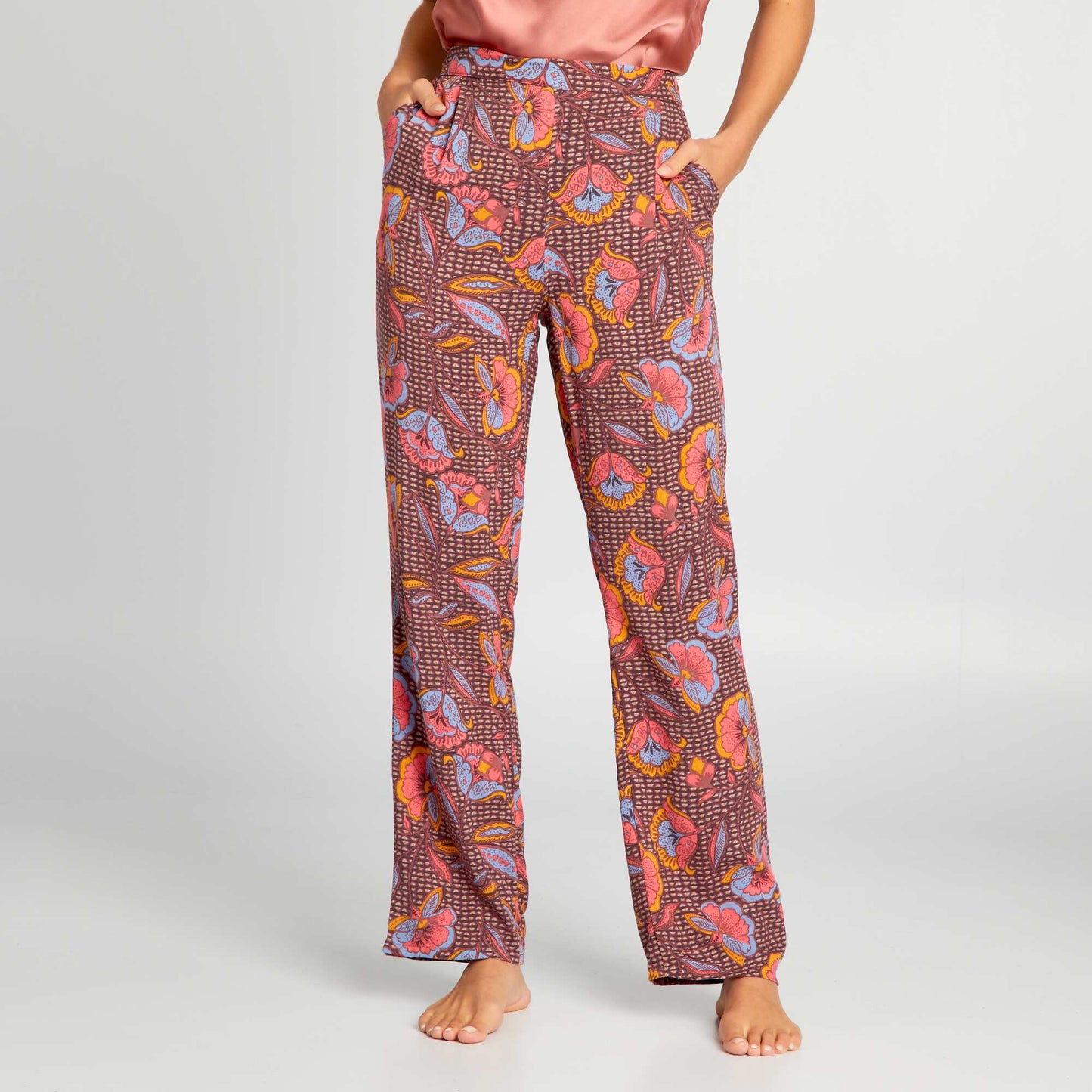 Pantalón de pijama ancho estampado MARRON