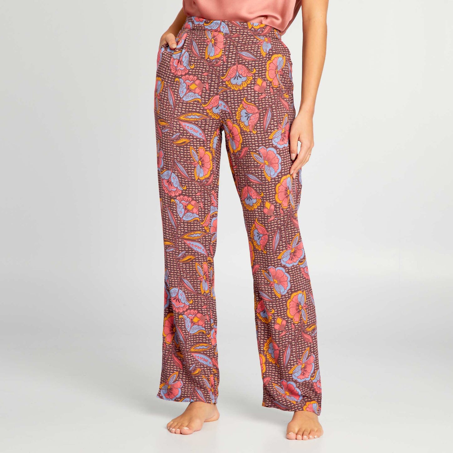 Pantalón de pijama ancho estampado MARRON