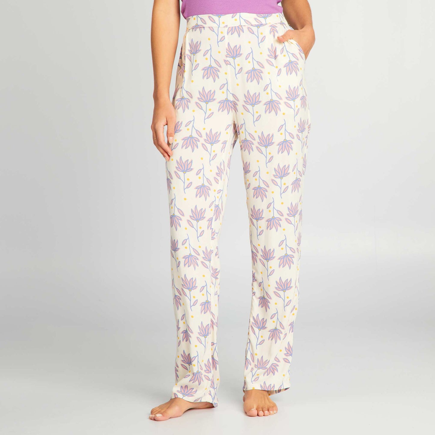 Pantalón de pijama ancho estampado BEIGE