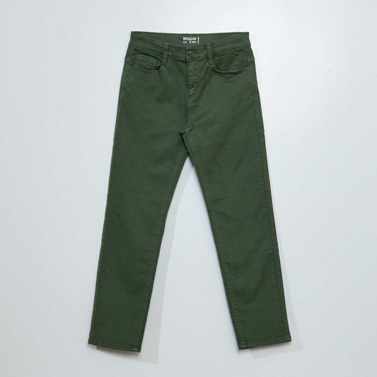 Pantalón regular de sarga VERDE