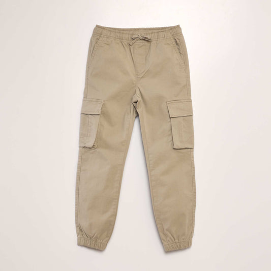 Pantalón elástico multibolsillos BEIGE