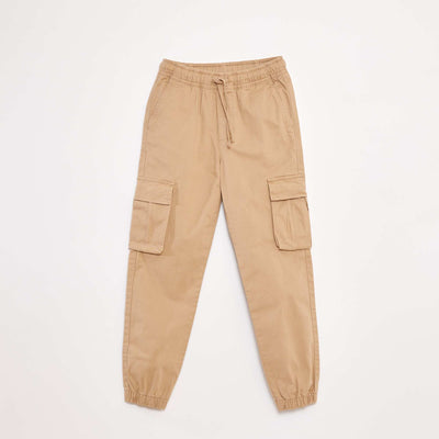 Pantalón elástico multibolsillos BEIGE