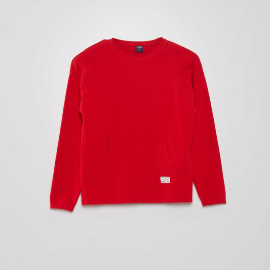 Sweater de punto con cuello redondo rojo