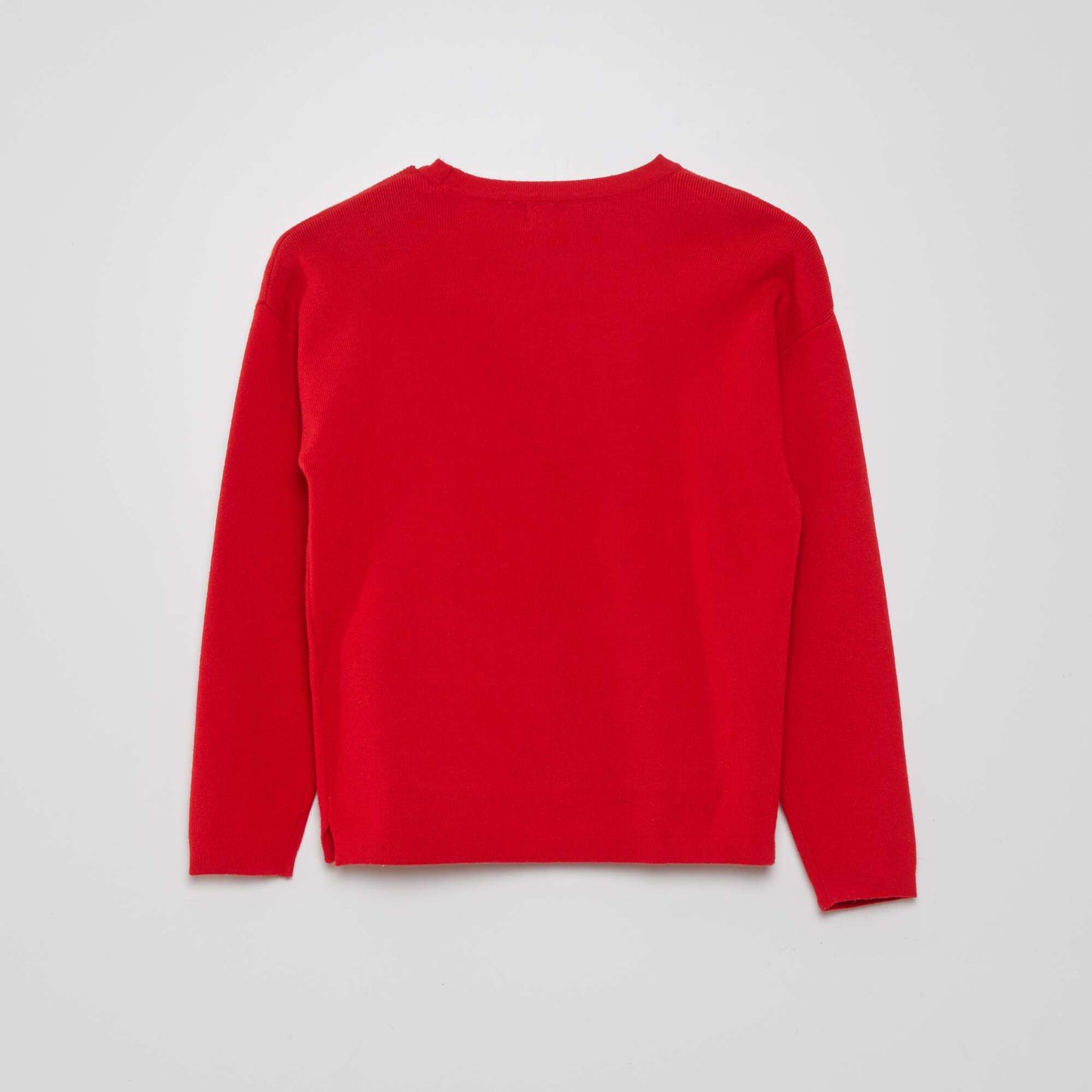 Sweater de punto con cuello redondo rojo