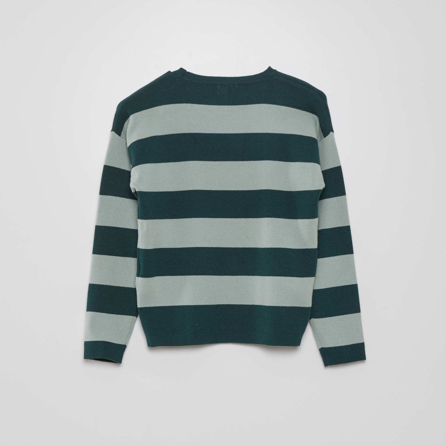 Sweater a rayas con cuello redondo VERDE