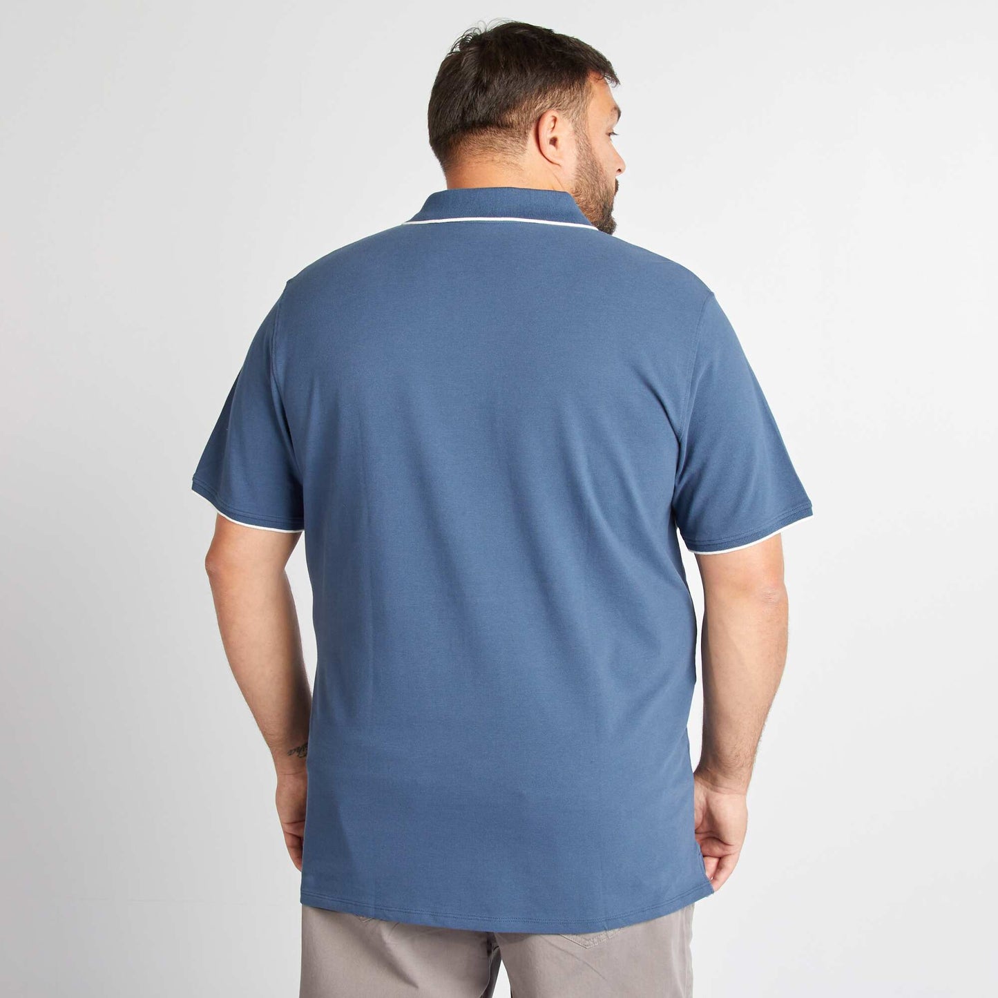 Remera de algodón a contraste AZUL
