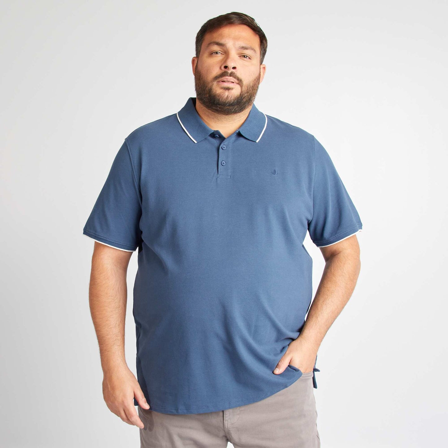 Remera de algodón a contraste AZUL