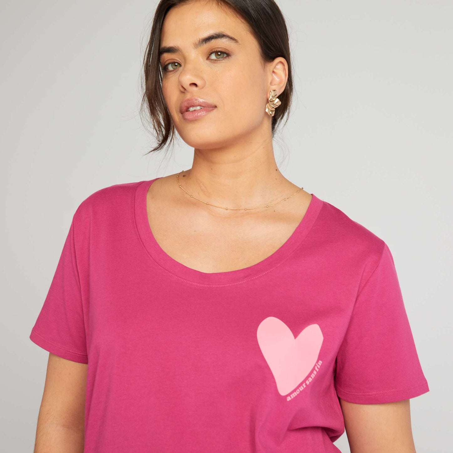 Camiseta de algodón con estampado ROSA