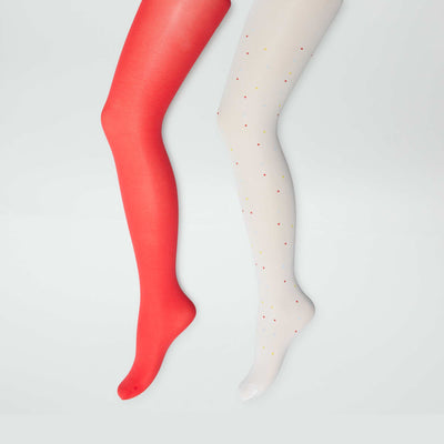Pack de 2 medias finas de fantasía ROJO