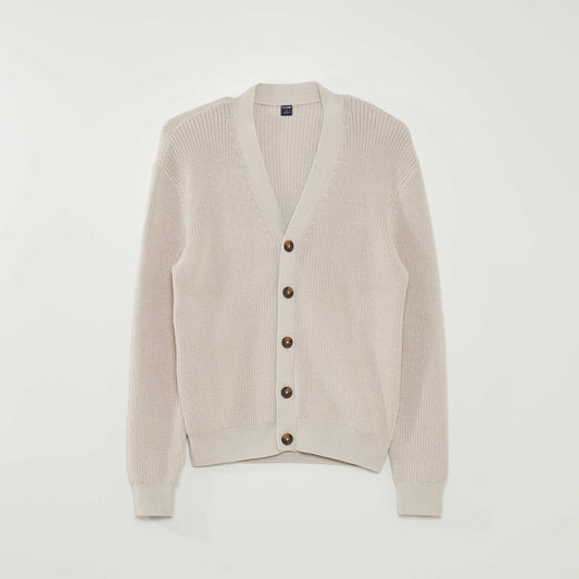 Chaqueta de punto con cuello de pico GRIS