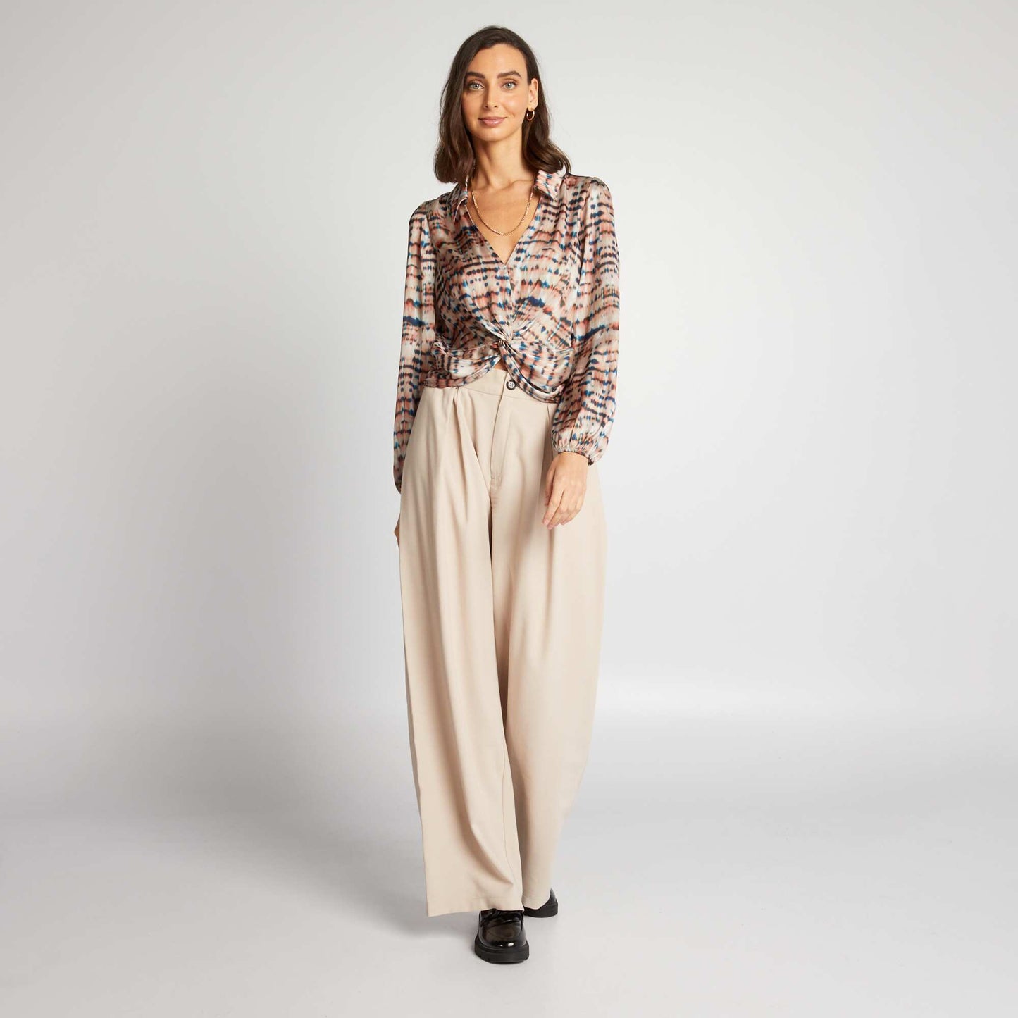 Pantalón ancho Beige