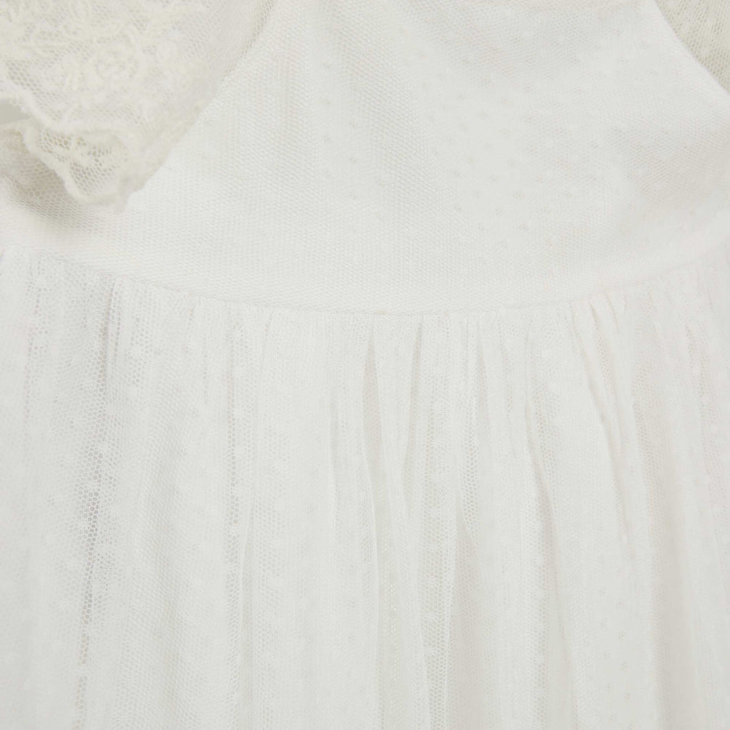 Vestido trapecio de tul de plumeti BLANCO