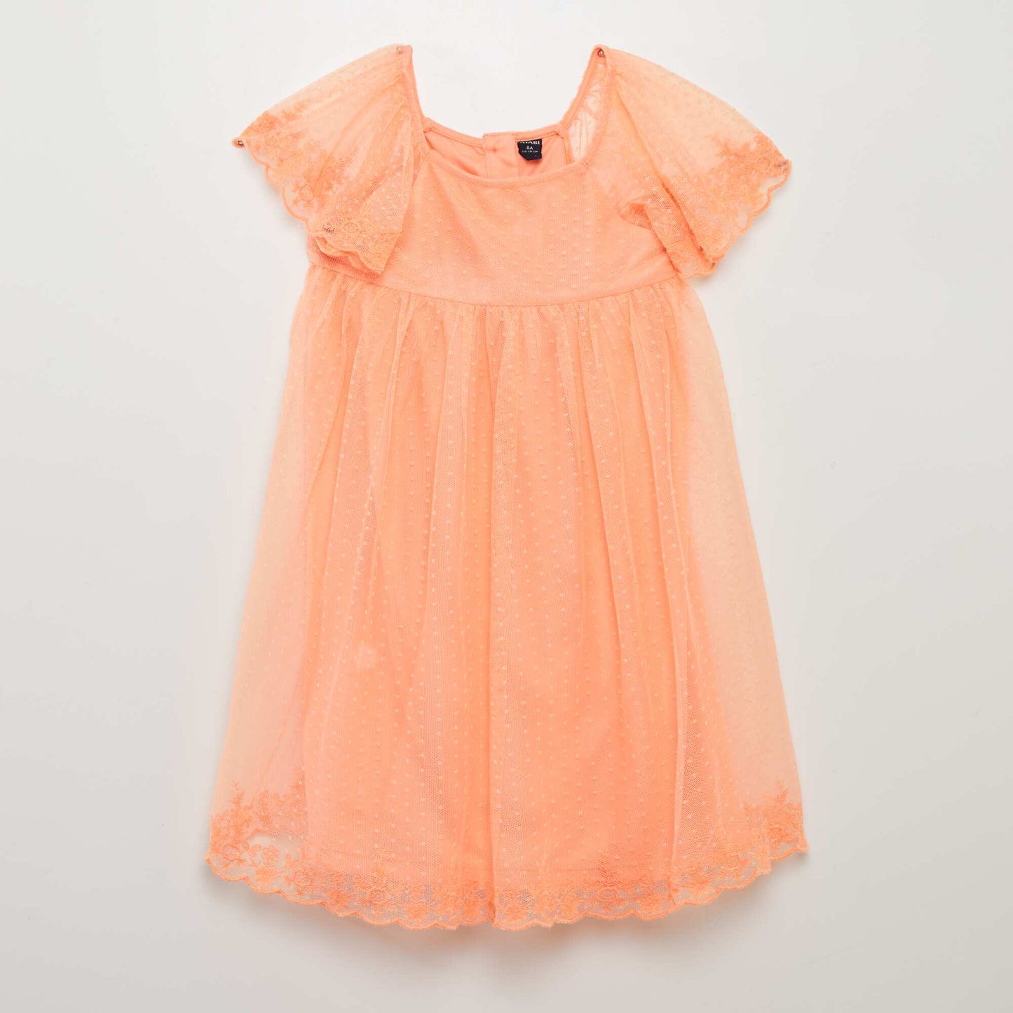 Vestido trapecio de tul de plumeti NARANJA