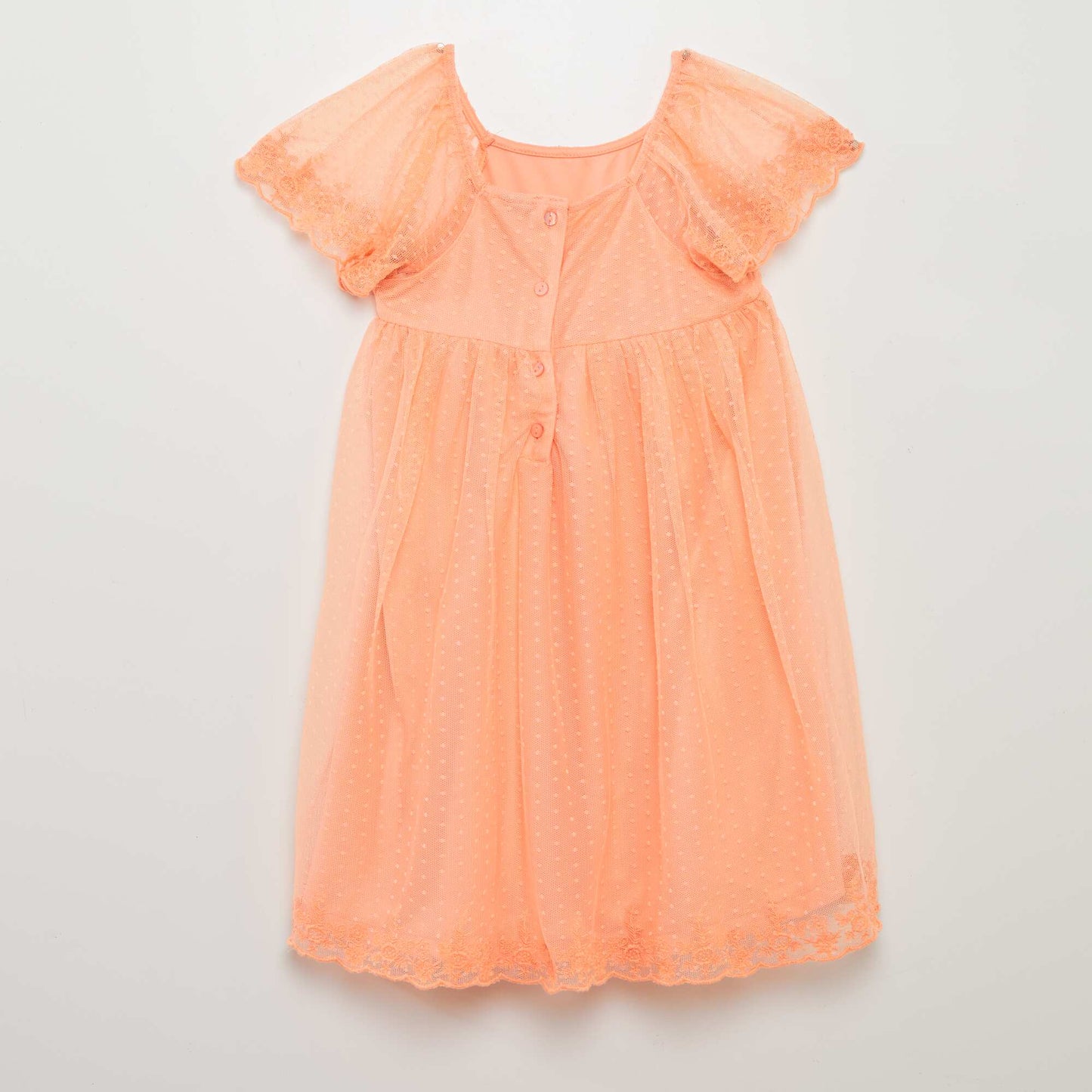 Vestido trapecio de tul de plumeti NARANJA