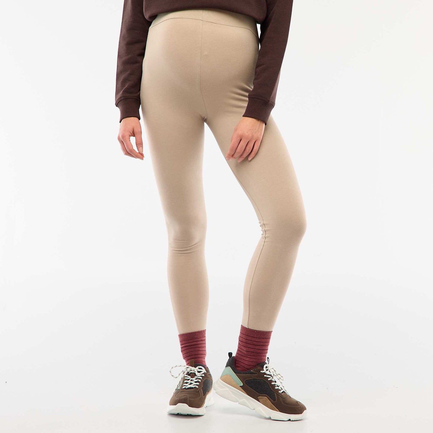 Legging maternidad largo de punto liso BEIGE