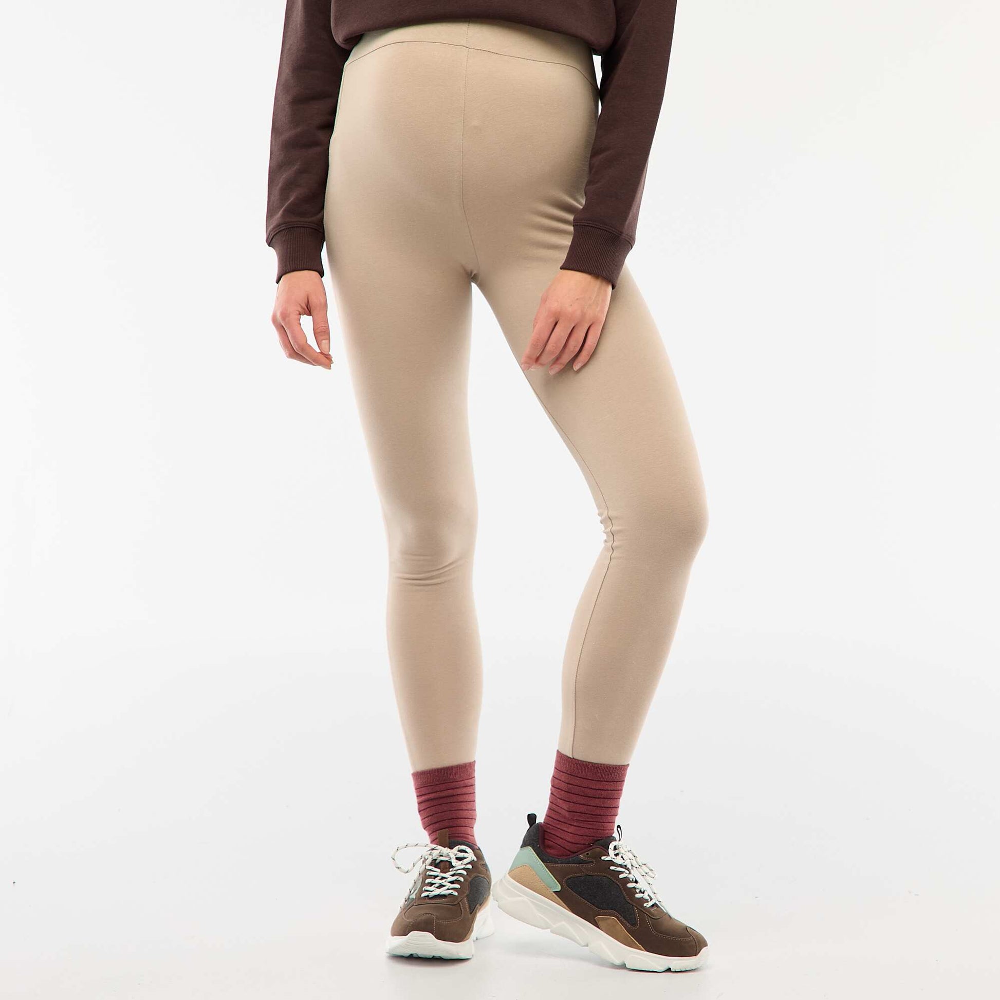 Legging maternidad largo de punto liso BEIGE