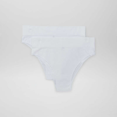 Pack de 2 braguitas brasileñas de canalé sin costuras blanco