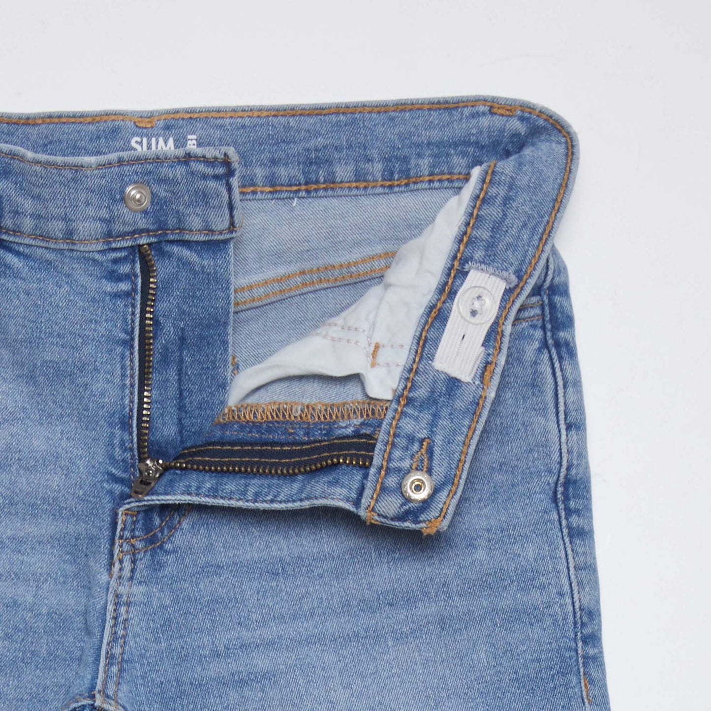 Jean slim con cintura ajustable AZUL