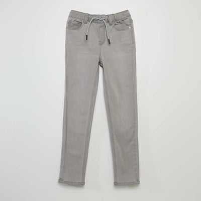 Jean con cintura elástica con cordones GRIS