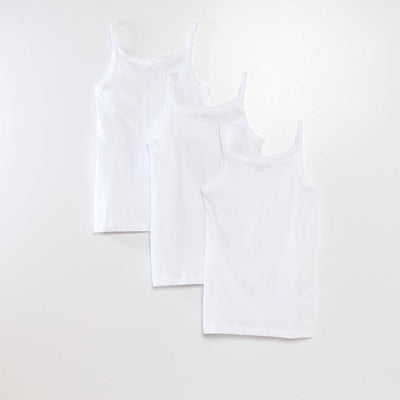 Pack de 3 camisetas de tirantes de algodón BLANCO
