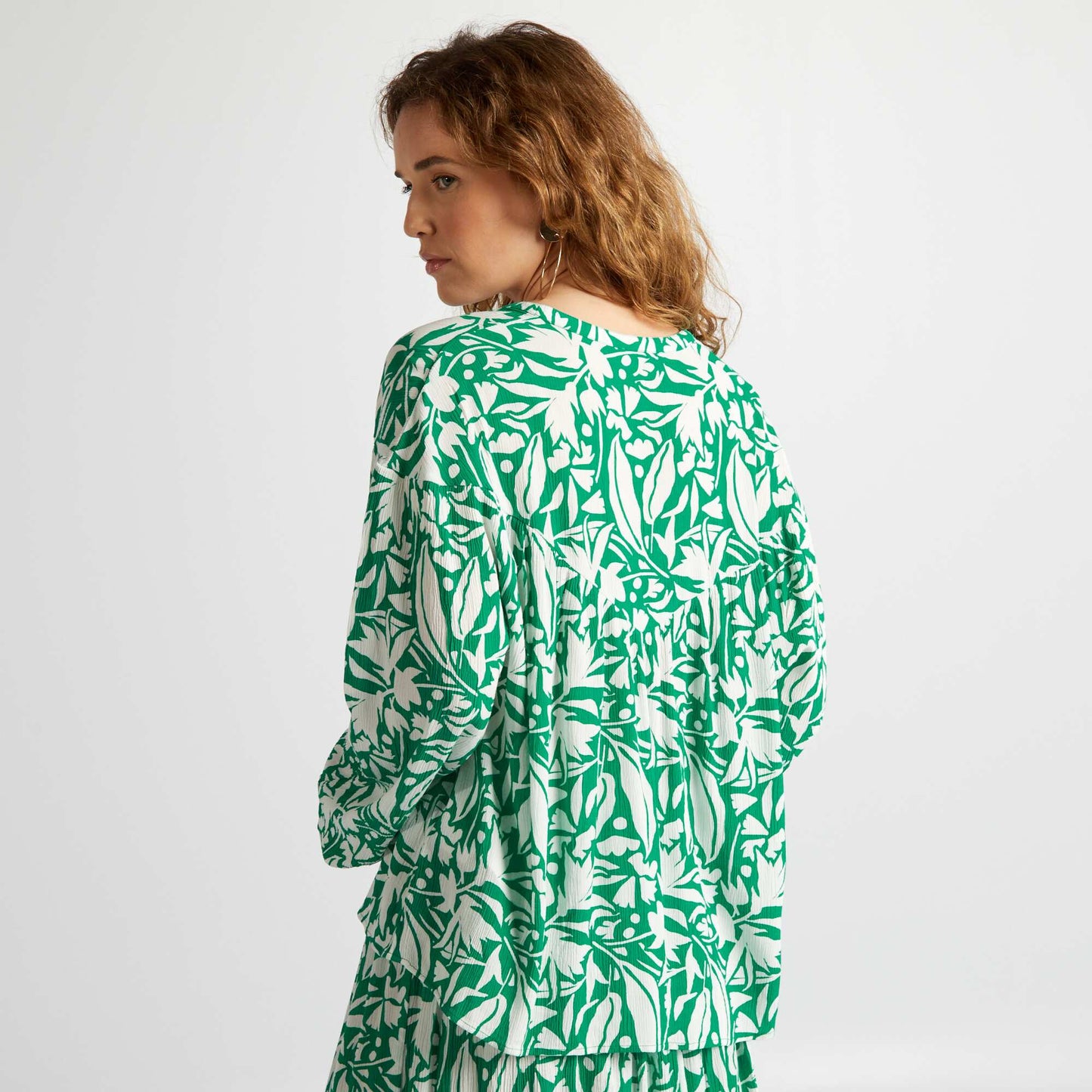 Blusa de manga larga abombada VERDE